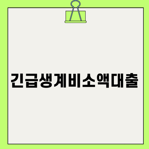 긴급생계비소액대출 안내 및 신청 가이드