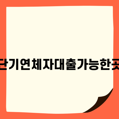 단기연체자대출가능한곳 해설